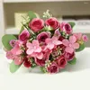 Decorative Flowers Artificial Greenery Decor Rose Bouquet Elegant Hydrangea For Wedding Arrangement Bridal A