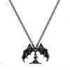 Queen Mother Demon Evil Titanium Black Wings Diamond Saturn Necklace Super Cool Punk Bat337S