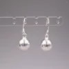 Dangle Küpeler Saf S925 STERLING Gümüş Erkek Kadın Hediye 12mm Parlak Top