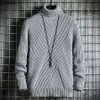 2024 Men S Vinter varma Turtleneck -tröjor Stickade tjock Pullover Casual High Neck Knited Solid Color Hoppers för män 231228