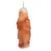 Keychains echte bontstaartsleutelhanger voor vrouwelijke mannen zachte pluizige pluche pompom hanger slijtage tas hangende ornamenten sleutelhanger sieraden