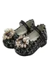 Whole Kids Girl Buty Pearls Princess But Costume Tweed Baby Mary Janes Buty Plaid Bead Toddlers Nonlip Spring A5129231