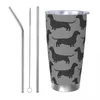 Tumblers Dachshund Dog Silhueta Tumbler Vacuum Wiener salsicha Salsicha Doxie Térmico Copo Térmico Viagem Canecas de Viagem à prova de derramamento 20oz