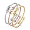 18k Gold Color Cable Wire Round Charm Cuff Bracelet for Women Unisex Stainless Steel Love Bangle Sets Classic Jewelry 231227