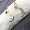 Dingle ljuskrona naturlig havskal månstil droppörhängen för kvinnor mode boll pärlor lång tofs boho örhängen femme europe212e