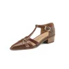 Chaussures habillées Sandales pour femmes en cuir naturel Sac arrière pointu talons tous les jours High French Style Vintage Summer 2023.