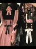 Camicette da donna giapponese rosa kawaii lolita donna manica a bolle dolce simpatica maglietta y2k camicia femmina pizzo bow college stile vintage 2024