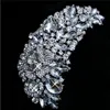 4 75 Zoll riesige Größe klarer Kristall Brosche Strass Diamante Brautbrautbrosche Rose Blume Pin270l