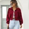 Jackets for Women Lantern Sleeve Cropped Bomber Jacket Overcoat Outwear Fashion Spring Vintage Corduroy Autumn Winter Coat 18047 231227