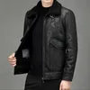 ジャケットプラスベルベットラペル濃厚な暖かいファッション秋の冬のメンズスエードブティック模倣レザートップサイズPUコート231227