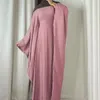 Ethnic Clothing Islamic Kaftan Crinkled Fabric Evening Party Dubai Abaya Muslim Women Turkish Caftan Arabic Dress Ramadan Eid