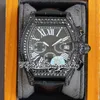 TWF Tortue XL tw62020X6 Mens Watch Japan Miyota Quartz Chronograph PVD Steel Diamonds Black Roman Dial Iced Out Diamond Case Leath220E
