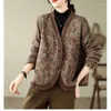 Women's Trench Coats Johnature 2023 Autumn And Winter Woman Original Chinese Style Long Sleeves Coat Jacquard V-Neck Single Breasted
