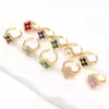 Natural shell trevo designer de luxo bang anéis para mulheres com brilho brilhante cristal sorte 18k ouro aberto amor anel jóias252r