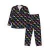 Herren-Nachtwäsche-Pyjama Männliche Skelettkaninchen täglich Nachtwäsche Buntes Druck 2 Stück Vintage Set Longärmedizin Kawaii Oversize Home Anzug