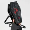 Bolsa feminino de caixão de caixão de sacola cartoon gótico crossbody rose bolsa rosa bolsa celular halloween