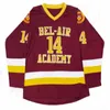 Bel-air Academy 14 Will Smith film Ed Jersey 100% broderie hommes femmes jeunes Hockey maillots rouges
