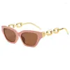 النظارات الشمسية Cat Eye Chain Sunclasses for Men Women Fashion Vintage Finitage Usisex Driving Summer Beach Sun Glasses Syewear Shades