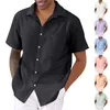 Camisas casuais de masculino tampe tampe para homens de lapão de lapela de verão Botão de moda para baixo blusa de manga curta Tops de praia