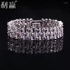 Bracelets de link Luxo 925 prata esterlina criou moisaanite ametista gemotstone bangle charm wedding wedding jóias finas por atacado