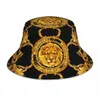 Golden Baroque Reflective Bucket Hat Summer Hats Fisherman Hat Foldbara kvinnor Män Solskyddsmedel Skuggkapslar 231228