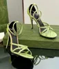 Marque de luxe d'été Femmes à lacets Sandals Chaussures en cuir breveté Talons hauts noirs Nude Gold Lady Gladiator Sandalias EU35-43 Boîte d'origine