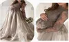 En linjehylsa grå silver spets organza golvlängd aftonklänningar moderskap för gravida kvinnor eleganta dubai arabiska klänningar prom3550188