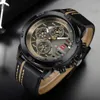 Naviforce Mens Watches Top Brand Luxury Waterproof 24時間のクォーツウォッチマンレザースポーツリストウォッチメンズウォータープルーフ279A