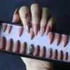 Coffin Nude Glossy Press on nails with box AB holographic Crystal caviar Fake nails Gel Cover False nails Ballet tan 231227