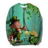 T-shirts pour hommes Hommes St. Patrick's Day Drapeau Imprimer T-shirts Automne Printemps Mode Crewneck Pull à manches longues Casual Festival de vacances