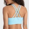 Longline Classic Yoga Bra Buttery Soft Sports Bh Fashion Vest Skinvänliga underkläder Cross Strap Brassiere med avtagbara koppar Kvinnliga tankar