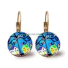 Étalons de boucles d'oreilles graphiques carreaux de Portugal Mandala Fleur portugaise pour les femelles cadeaux d'anniversaire Tempérament bijoux livraison de gouttes