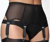 Sexy Women 6Metal Buckles Straps Mesh Garter Belt Lace Hem Lingerie Suspender Elastic Belt Pants SXXL No stockings Black Red W6632572