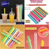 Tek kullanımlık bardak pipetler tek kullanımlık bardaklar sts plastik 1000 pcs ayrı ayrı paketlenmiş büyük colorf boba kabarcık çay milkshake st mutfak barı dhbli