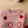 Listenwind bébé fille saint valentin pulls mignon à manches longues coeur broderie tricot pulls pull hauts pour 3-36 mois 231228