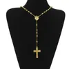 Sälj hiphopstil Rosary Bead Cross Pendant Jesus halsband med tydliga strass 24 tum halsband män kvinnor mode smycken w246d