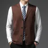 DILEMO Waistcoats Level 4 Super Antipilling Top Grade Pleuche Lapel Fashion Brand Knit Cardigan Casual Sweater Vest Sleeveless 231227