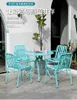 Camp Furniture Outdoor Table And Chair Casual Luxurious With Milk Tea Coffee Shop Garden Terrace Balcony Blue Aluminum Alloy