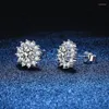 Stud Earrings S925 Sterling Silver Sunflowers 50 Cents Per Carat D-colored Mosonite Wedding Jewelry Wholesale