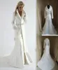 Whole fur A line Wrap strapless satin White Winter Wedding Dress Cloak Chapel Train Satin Long Sleeve Coat for bride1786595