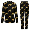 Women's Sleepwear Gold Tiger Pajamas Animal Print Cute Pajama Sets Female Long Sleeves Leisure Home Suit Big Size 4XL 5XL