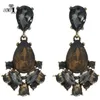 YaYi-pendientes colgantes de cristal con diamantes de imitación para mujer, aretes con gemas de Color dorado antiguo, color marrón y gris, joyería 1165306P