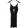 Summer Casual Dress Designer Skirt Womens Luxury Sexy V-neck Sleeveless Metal Buckle Suspender Dresses Knitted Hip Wrap Dress