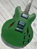 Full Hollow 335, verde opaco, accessorio argento, tastiera personalizzata, firmato, pacchetto Lightning