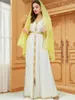 Abbigliamento etnico Abayas per donne Dubai 2023 Elegante nastro a maniche lunghe a V-Neck Button Turchia Araba Araba Oman Marocchina Caftan Abiti musulmani Hijab