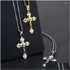 Pendant Necklaces Catholic Zircon Crucifix Cross Jesus Christ Stainless Steel Chain For Men Dad Birthday Gifts Relius Jewelry Drop Del Otjub