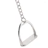 Keychains 2Pcs Simple Elegant Design Western Stirrup Keychain Key Ring Hanger Tool