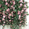 Decorative Flowers Garden Artificial Vine Rose DIY Wedding Decoration Fake Flower Home Room Decor Wall Hanging Garland Plants