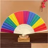 Party Favor Handmade 21cm Candy Painted Colors Rainbow Wedding Party Hand Fan Event Gifts and Favor Supplies ZA4500 Drop Delivery Home DH5LF