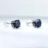 Kuololit Deep Dark Blue Natural Sapphire Gemstone Orecchini per donne Solido 925 Sterling in argento Round Wedding Gioielli regalo CX2286Z